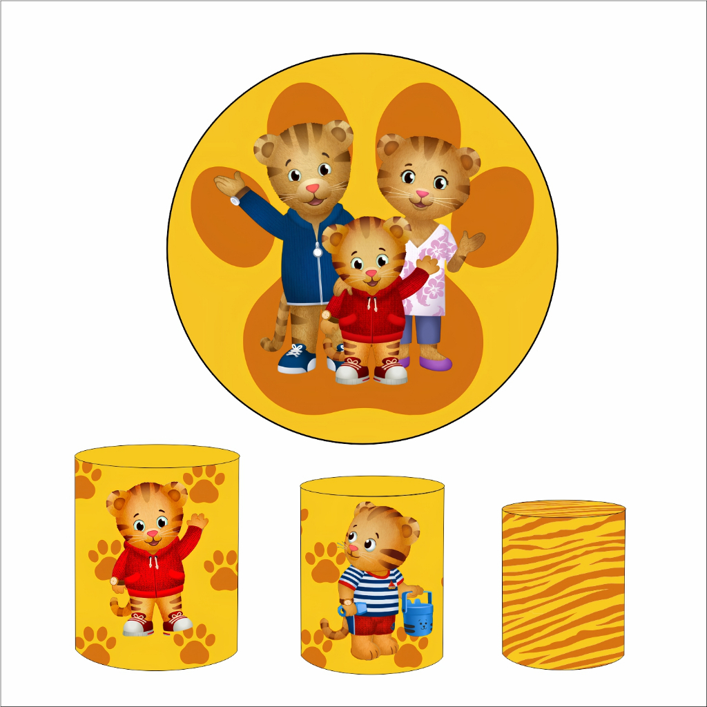 Painel decoração DANIEL O TIGRE capas cilindros kit TIGRE DESENHO festa