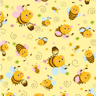 Tecido TRICOLINE MISTA Estampa Digital - ABELHINHAS em Oferta na Shopee