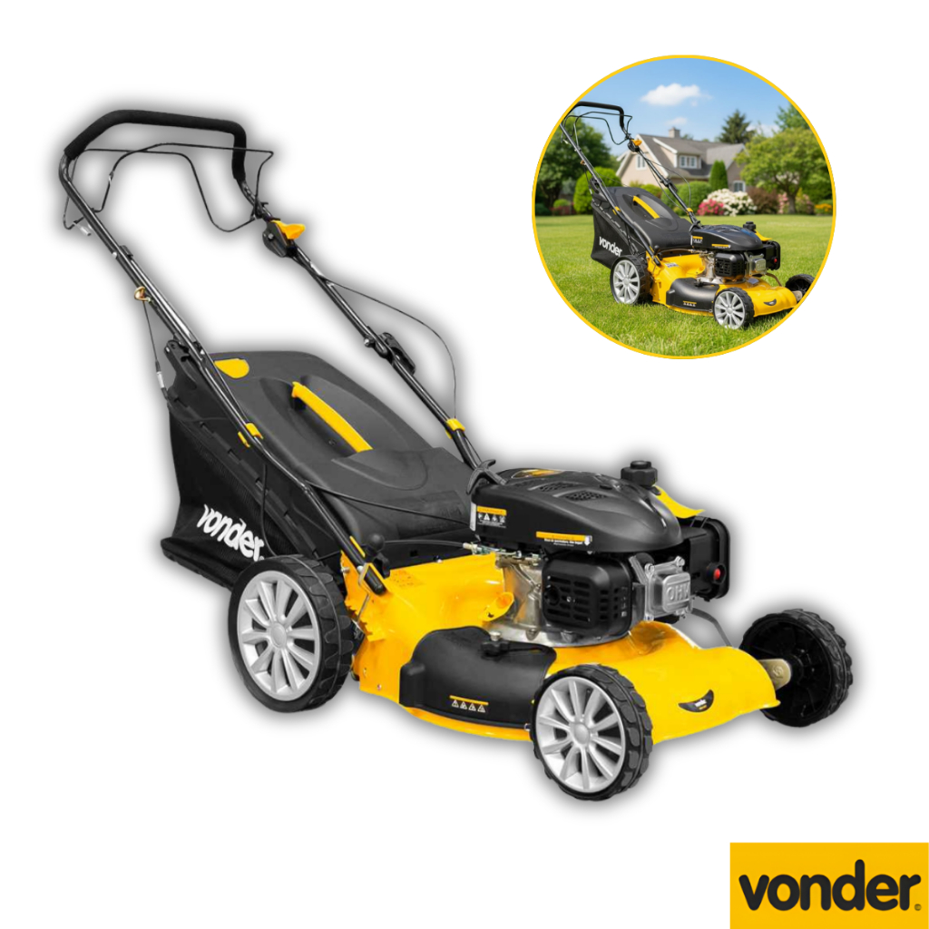 Cortador De Grama A Gasolina 3,6HP Maquina Com Motor 4 Tempos Vonder 18''