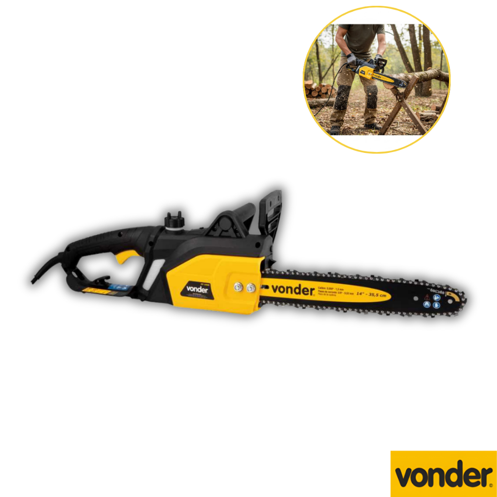 Motosserra Elétrica Vonder 1600W 14'' EV1600 Eletrosserra Potente Corte Rápido
