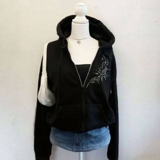 Moletom Zíper Casual Estampa Y2k Vintage Feminino Peluciado em Oferta na Shopee