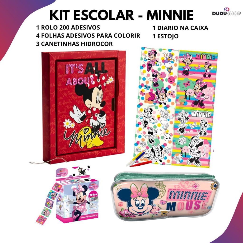 Escolar Diario com Estojo Adesivos Disney Princesas Volta as Aulas Material Escolar Stitch Froze em Oferta na Shopee