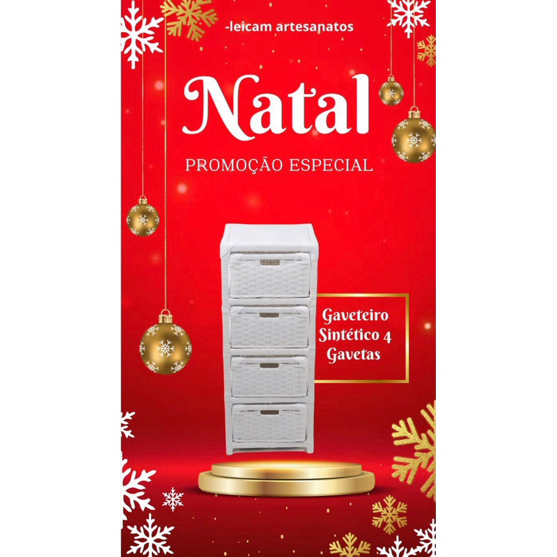 GAVETEIRO DE FIBRA SINTETICA 4 GAVETAS 30X30X75CM em Oferta na Shopee