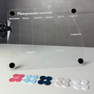 Lousa Planner Semanal Em Acrílico Transparente Com Imã Acompanha Caneta em Oferta na Shopee