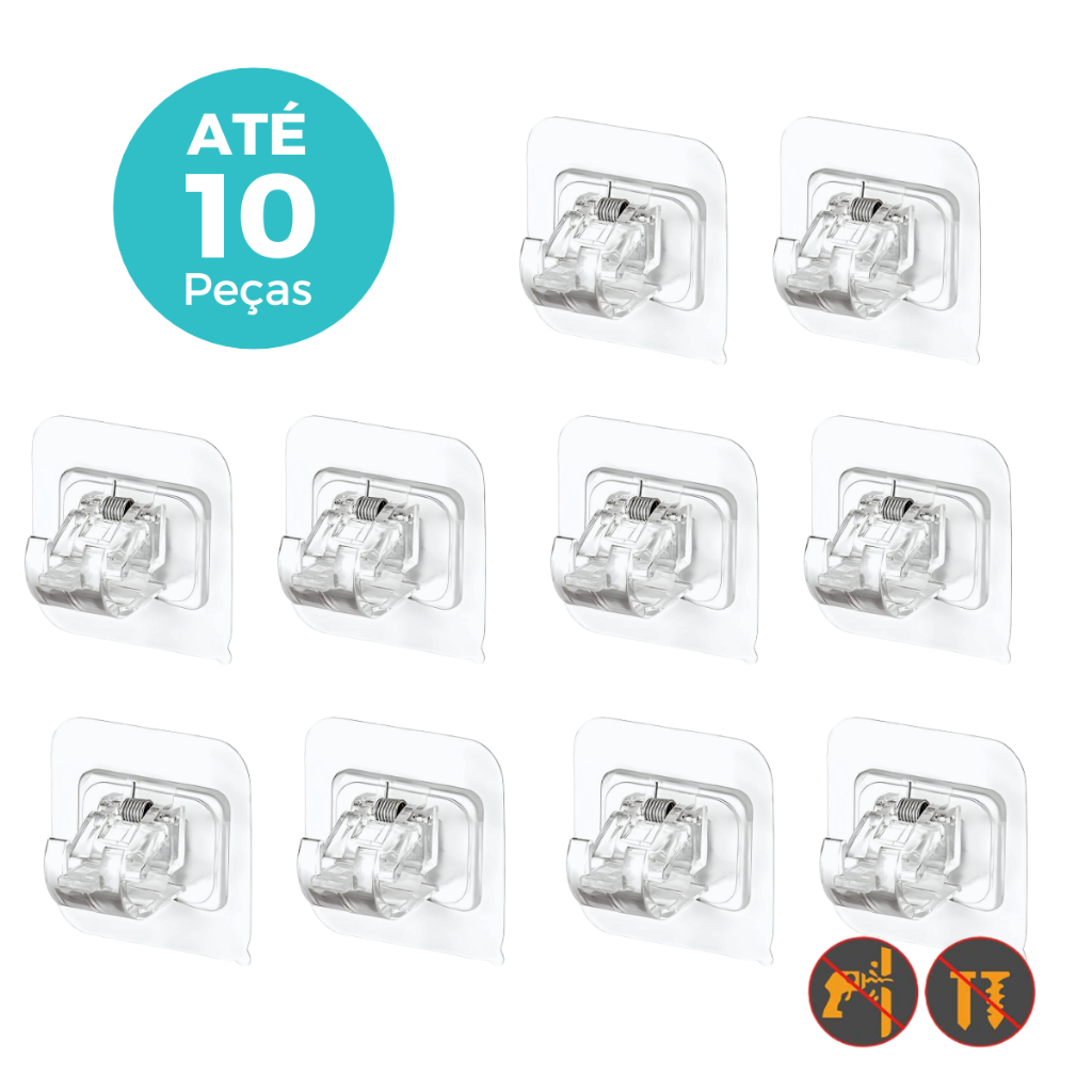 Suporte Para Barra de Cortina Adesivo Kit 2/4/6/8 Ajuste Fácil e Instalação Sem Pregos Sem Furo em Oferta na Shopee