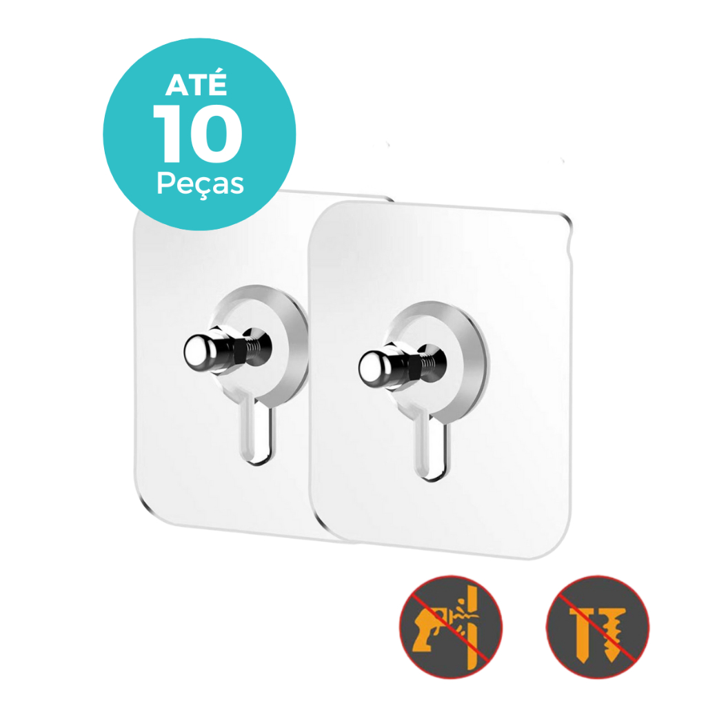 Gancho Sem Furos Transparente Adesivo Com Parafuso E Rosca Para Pendurar Multiuso De Parede Azulejo em Oferta na Shopee