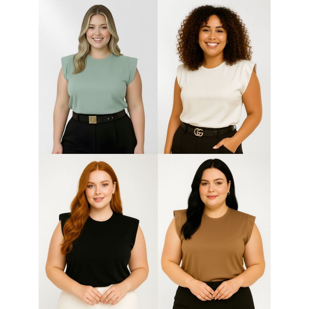 Kit 3 Blusas Feminina Plus Size Muscle Tee Moderna Casual 100% Algodão Premium - J00 em Oferta na Shopee