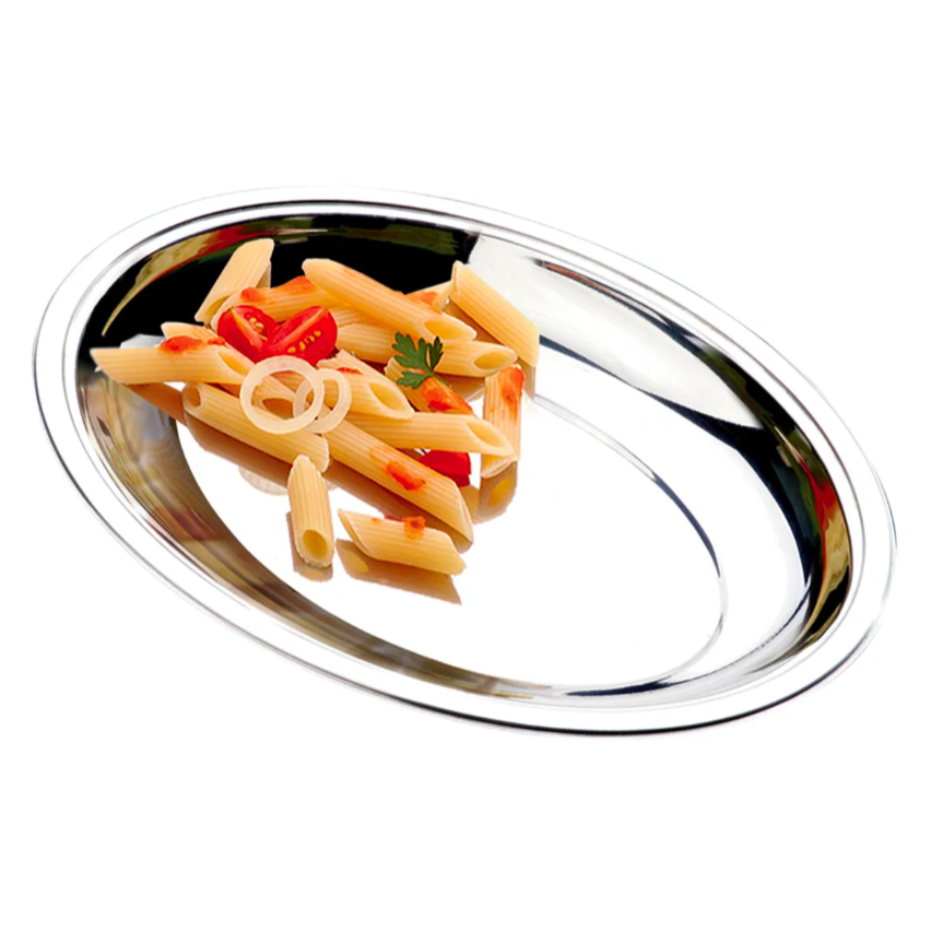 Travessa 100% Inox 500ml Bandeja Prato Servir Oval 26x19cm