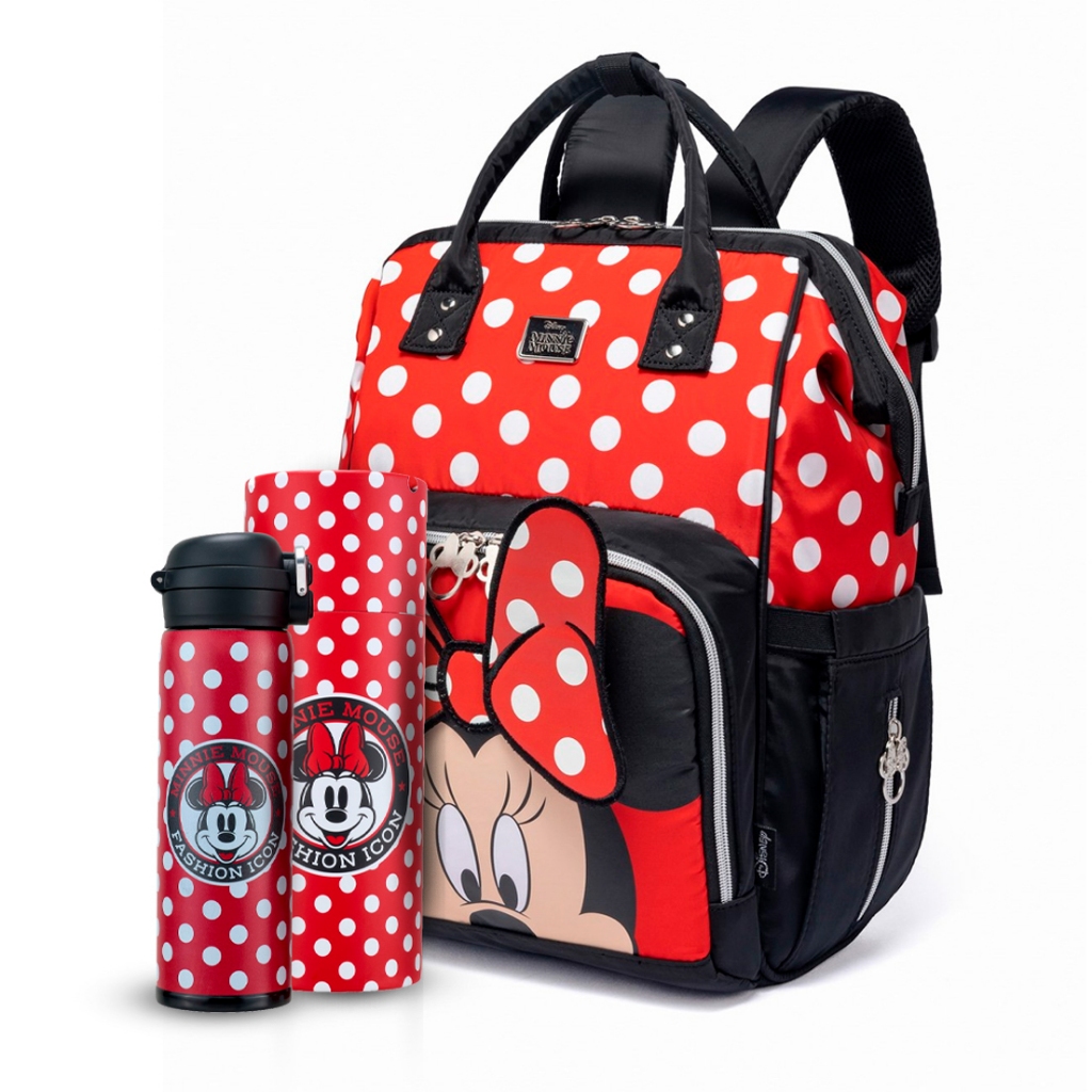 Kit Mochila Maternidade Garrafa Minnie Resistente Disney