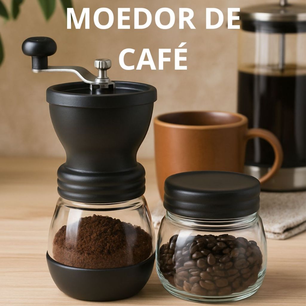 Moedor De Café Triturador Grãos Manual  Cerâmica Vidro   Reservatório Com Regulagem em Oferta na Shopee