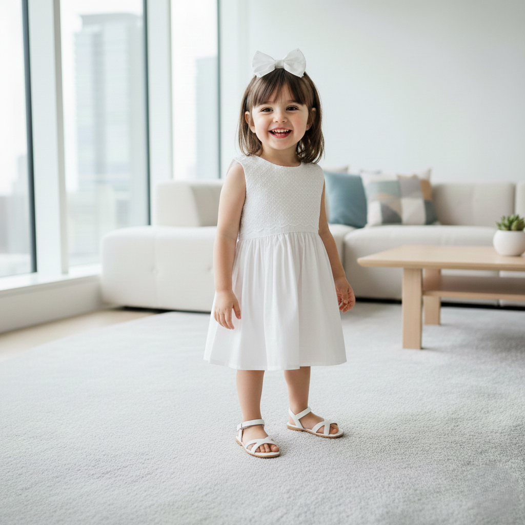 Vestido Bebe Menina Infantil Branco com Renda 100% Algodão Vestido Luxo para o Festas Batizado Luxo