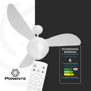 Ventilador de Teto Gale Inverter Ponente Bivolt com Controle Remoto 6 Velocidades Econômico Classe A