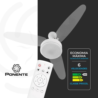 Ventilador de Teto Silent LED Cristal Inverter Ponente – Controle Remoto e Economia de Energia em Oferta na Shopee