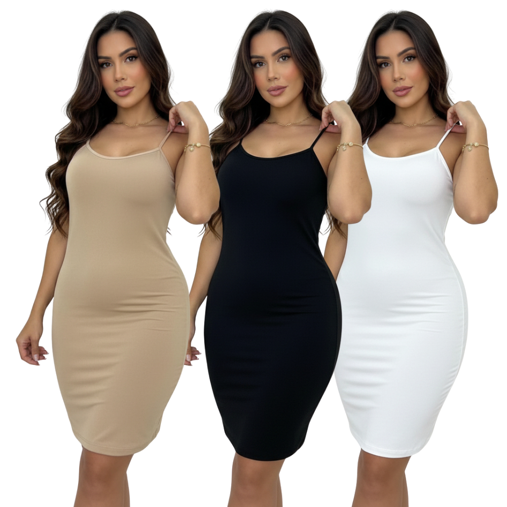 Kit 3 Vestido Tubinho Segunda Pele Alça Fina Anágua Usar Por Baixo Esconde Transparência Evangélica em Oferta na Shopee