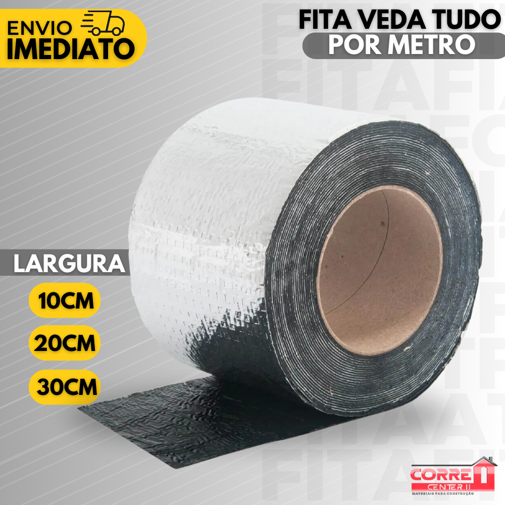 Fita Multiuso Manta Asfaltica Adesiva para Reparos Rufo Calha Telhado Veda Tudo 10cm 20cm 30cm POR METRO em Oferta na Shopee