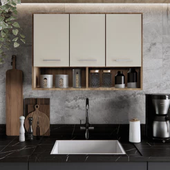 Armário Organizador Aéreo 3 Portas Cozinha Lavanderia Multiuso Modular Móveis Bonatto