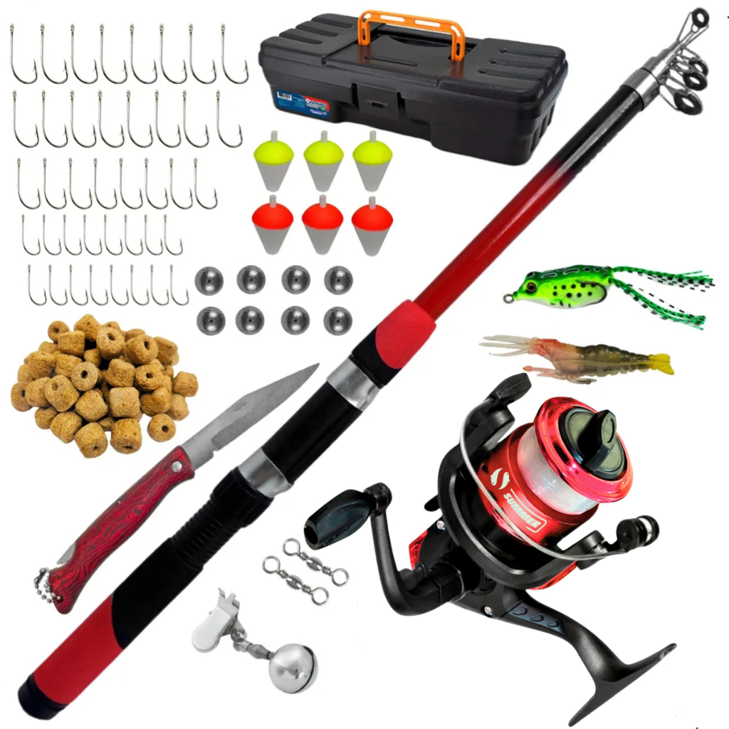 Kit Pesca Completo 1 Vara 1,70m + 1 Molinete + Itens em Oferta na Shopee
