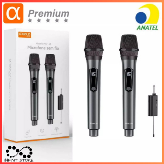 Kit 2 Microfones Sem Fio Com Receptor Para Karaokê, Palestra Profissional Recarregável