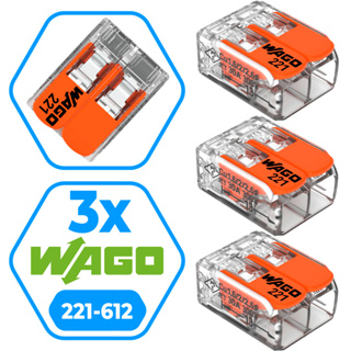 Kit 3 Peças Conector Wago Original 221-612 Emenda Chuveiro 2 polos 6mm 41A Conexão Automática em Oferta na Shopee