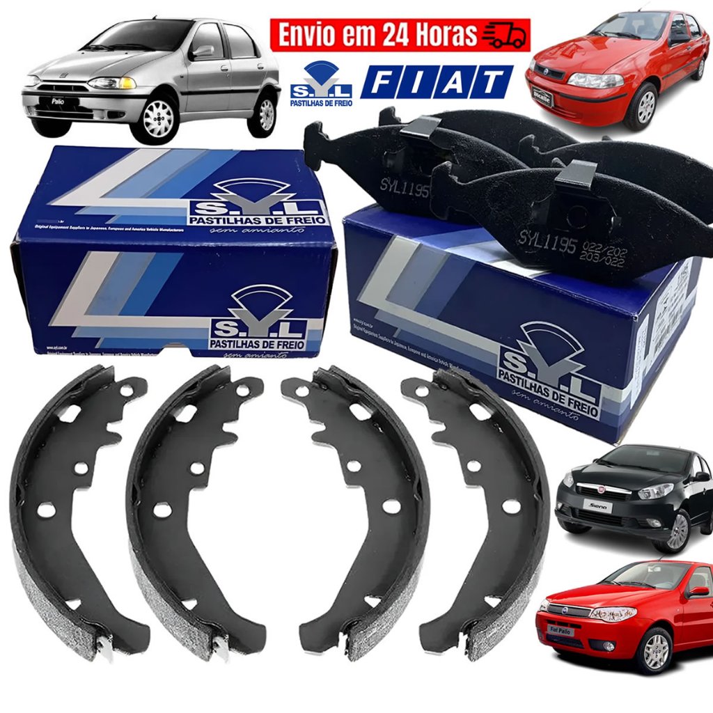 Kit Pastilha Dianteira + Sapata Traseira SYL Palio Siena Fire - Nota Fiscal e Garantia em Oferta na Shopee