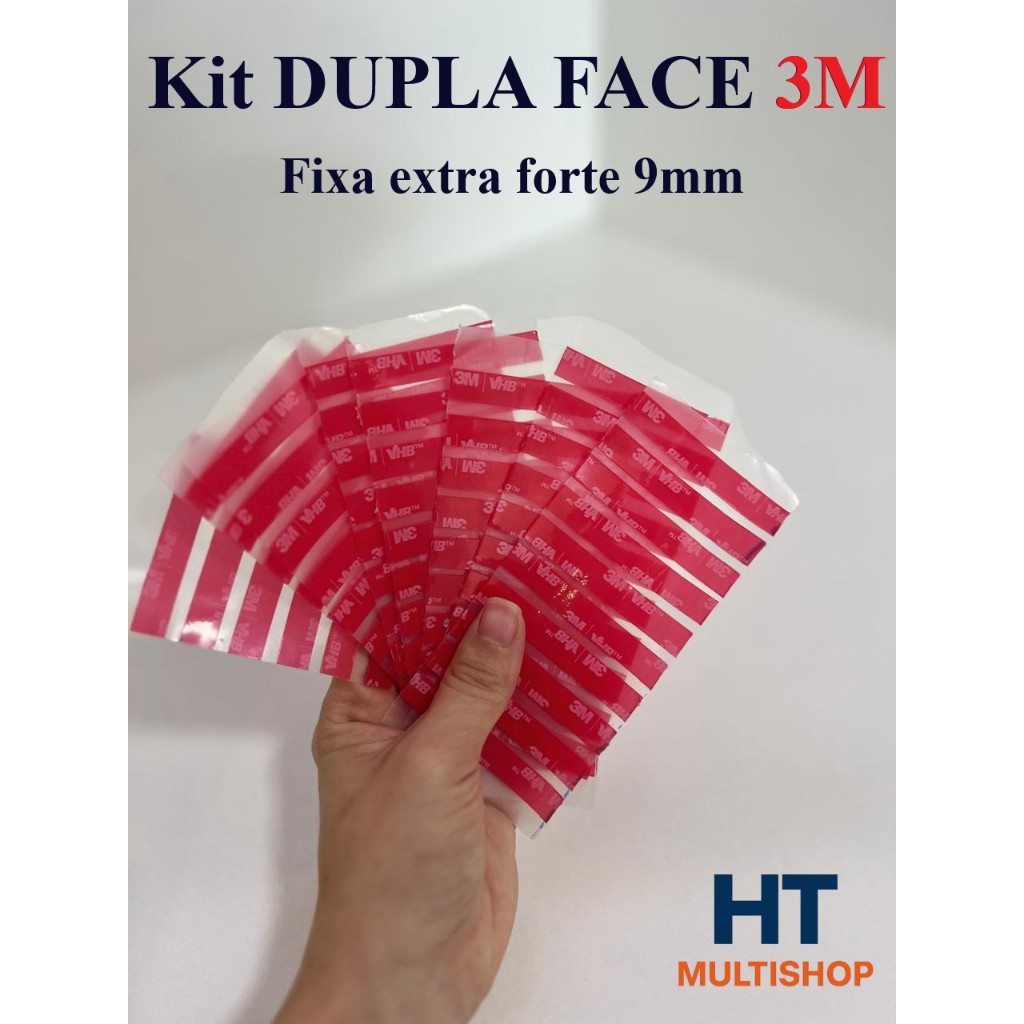 Fita dupla face 3M fracionada em cartela - Fita adesiva transparente 9mm VHB fixa extra forte