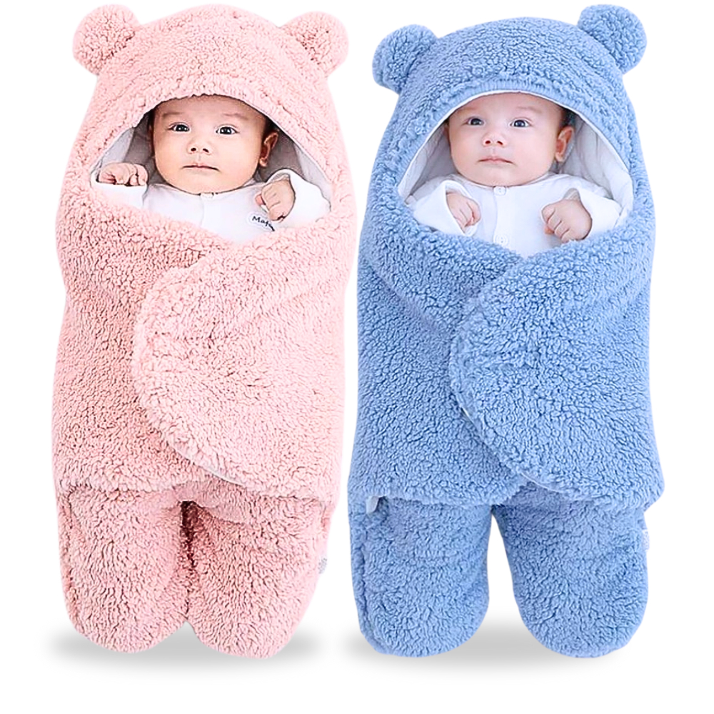 Saco de Dormir Bebe Ursinho com Sherpa Inverno Menina e Menino Charutinho Enrolar o Bebe | 2 CORES