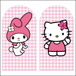 Kit Painel para Festas, Hello Kitty / My Melody, 2 Romanos 200x100 Com Elástico nas Bordas em Oferta na Shopee
