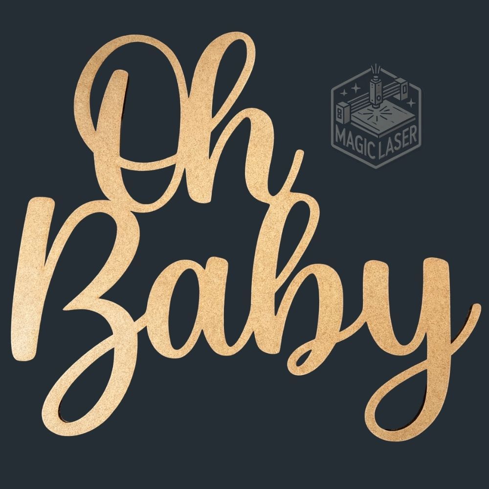 Oh Baby MDF 46x39cm Palavra Letreiro Festa, Decoração, Chá de Bebê, Chá Revelação, Aplique