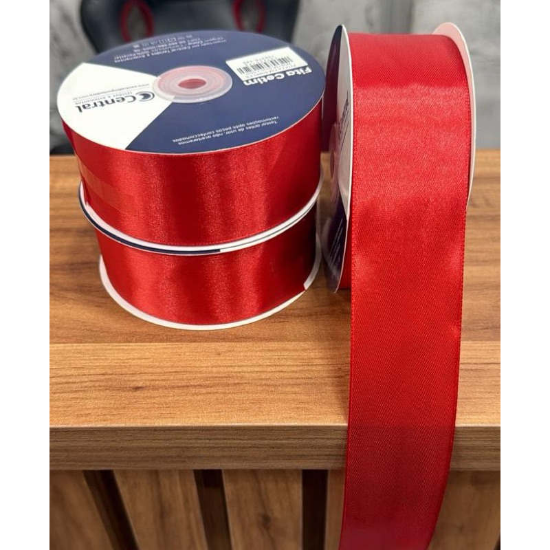 Fita de cetim vermelha  🎀 🎀38 mm e 25 mm -50 METROS CADA em Oferta na Shopee