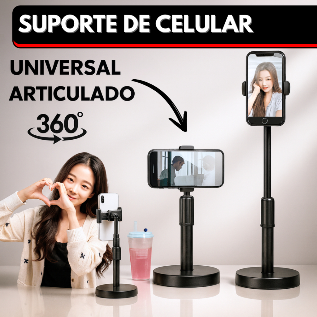 Suporte Para Celular Mesa Triple Articulado Universal Telefone 360° Graus Mini Pedestal Ajustavel Base Estavel em Oferta na Shopee
