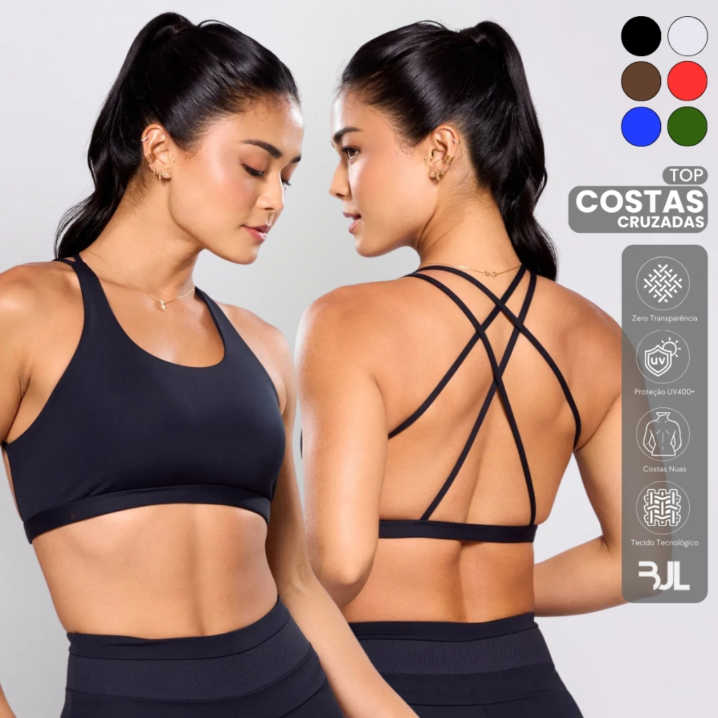 Top Fitness Costas Nuas Zero Transparência Academia Musculação Conforto Tecido Premium Costas Cruzadas Alça Dupla em Oferta na Shopee