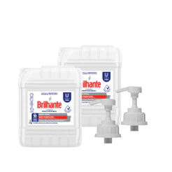 Kit 02 Lava Roupas Líquido Ação Total Sem Perfume 7L Brilhante + 02 Válvulas Pump para Galão 5L/7L