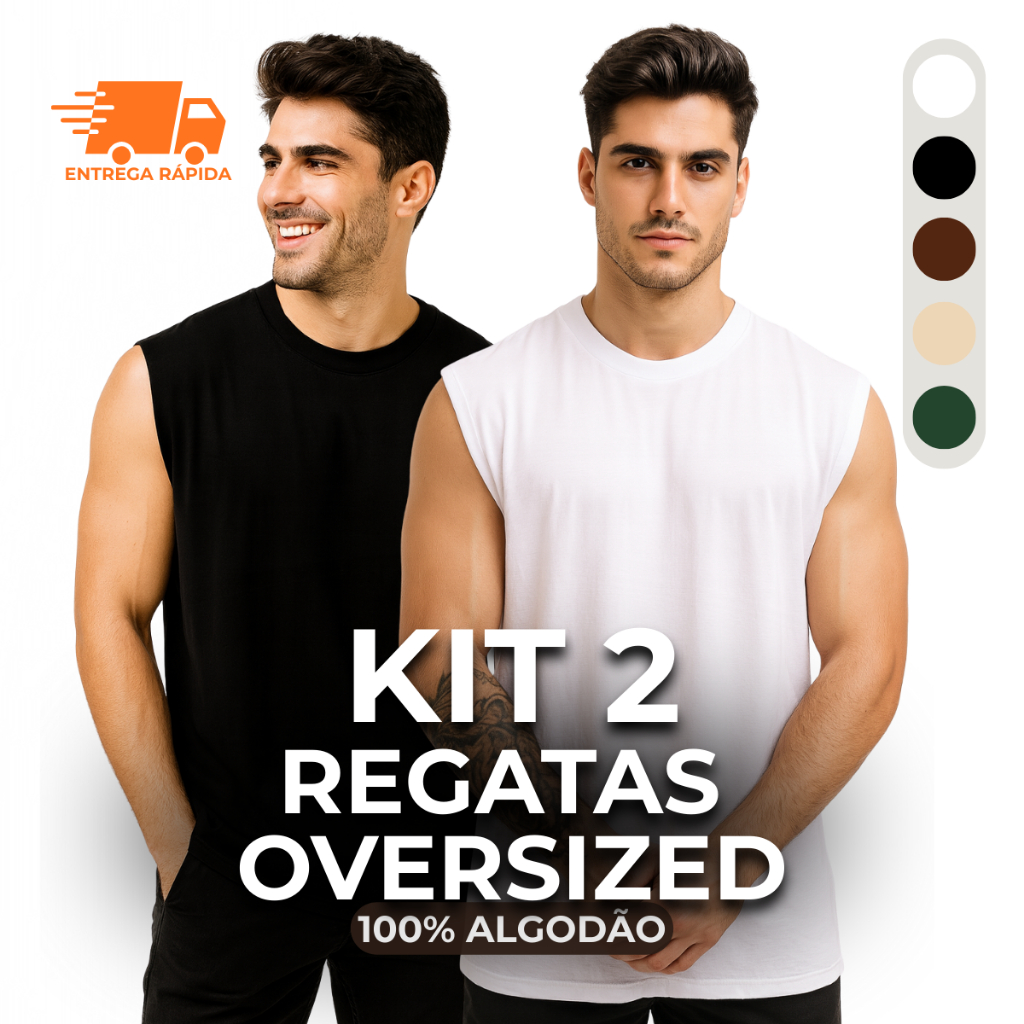 Kit 2 Camiseta Regata Masculina Oversized Academia Colete Masculino Longline Lisa Verão Carnaval em Oferta na Shopee