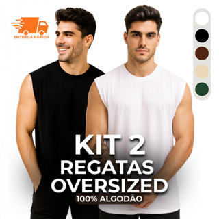 Kit 2 Camiseta Regata Masculina Oversized Academia Colete Masculino Longline Lisa Verão Carnaval em Oferta na Shopee
