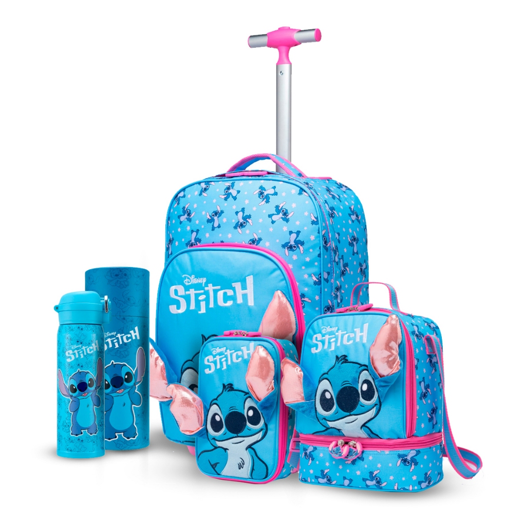 Kit Mochila Rodinha Disney Lancheira Estojo Garrafa Escolar Stitch Infantil em Oferta na Shopee