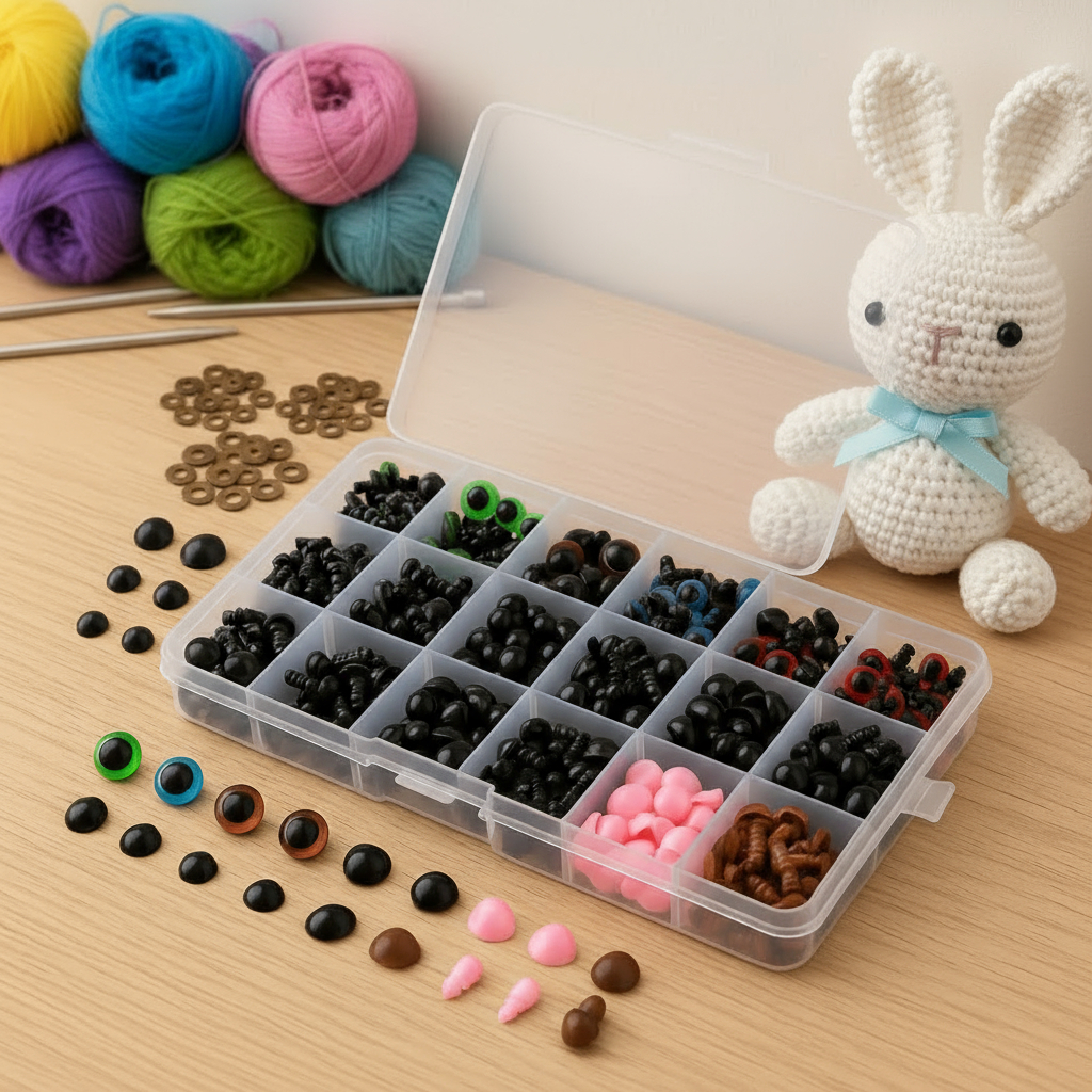 Kit 560 Peças Olhos Focinhos e Travas para Amigurumi Artesanato + Case em Oferta na Shopee