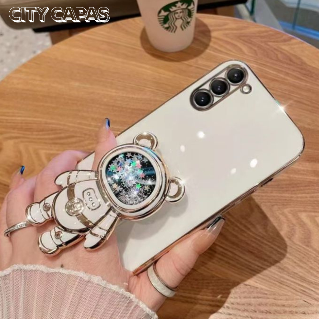 City Capas – Capinha Samsung Galaxy A17 A07 A56 A36 A26 A16 Suporte Astronauta Brilho Areia Fofa em Oferta na Shopee