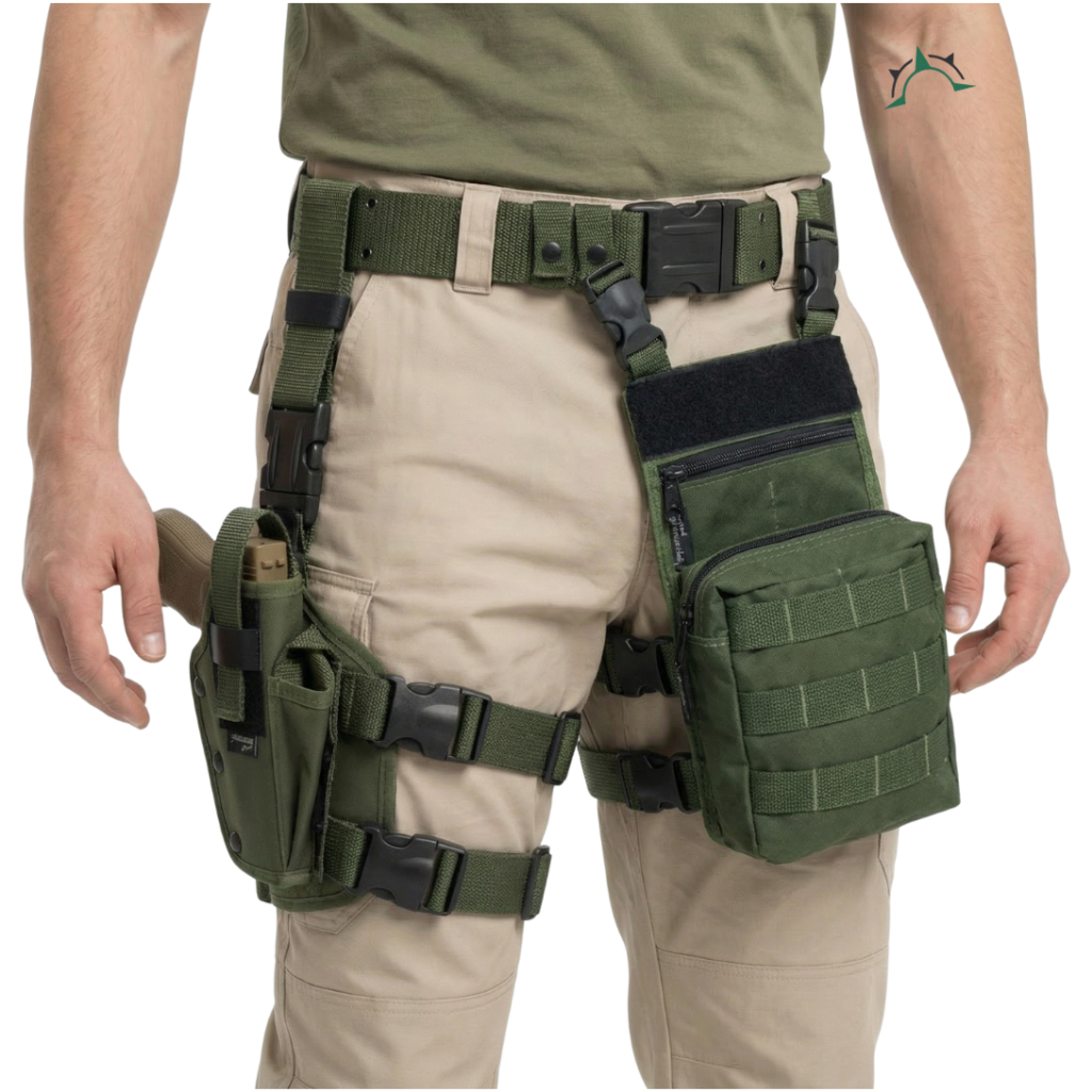 Coldre Destro (Lado Direito) Militar Robocop Cintura/Perna + Cinto N.A +Bornal Tático Modular Verde em Oferta na Shopee
