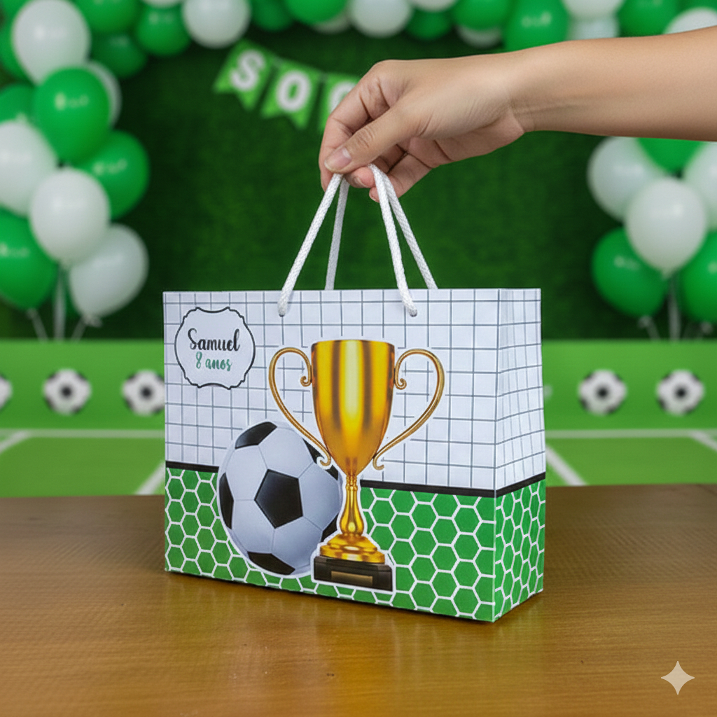 ENVIO RAPIDO Kit Sacolinhas Surpresa + Adesivos Futebol Personalizada Lembrancinhas Mimo Infantil Aniversário