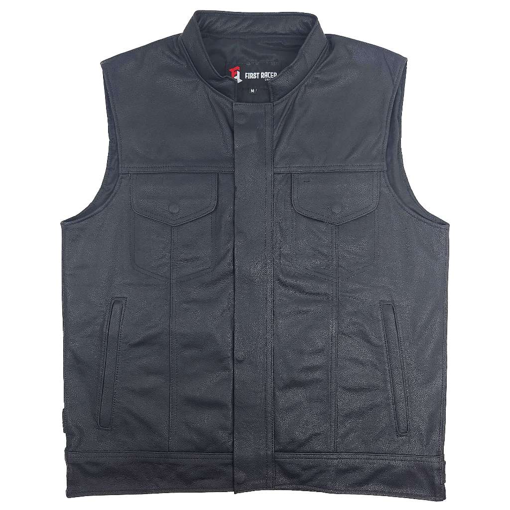 Colete Masculino First Racer Couro Premium Estilo Motociclista First Racer Sons of Anarchy Essencial