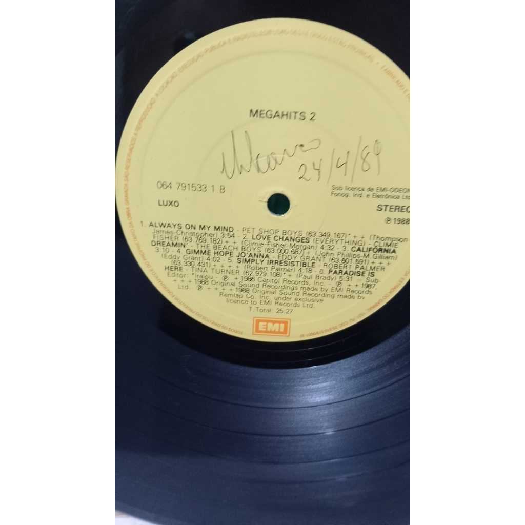 DISCO VINIL- MEGA HITS 2 - 1989- NACIONAL USADO MUITO BOM ESTADO- RARO