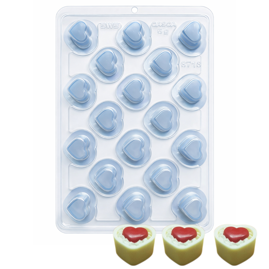 Novidade! Forma Buffet Coração  BWB SP240 | 18 Cavidades | 3 Partes com Silicone | Chocolate Gourmet em Oferta na Shopee