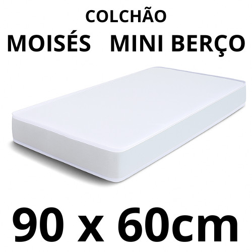 Colchão Mini Berço Moisés 90x60cm Impermeável D18 – Confortável, Antialérgico e Fácil de Limpar