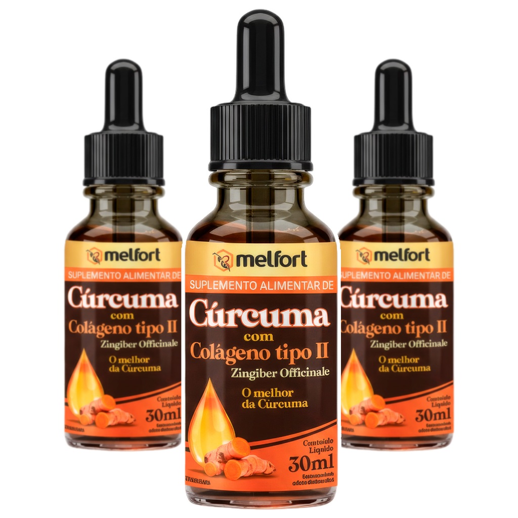 3x Curcuma c/ Colageno Tipo 2 30ml c/ Curcumina Suporte à Rotina Nutricional Alimentação Equilibrada em Oferta na Shopee