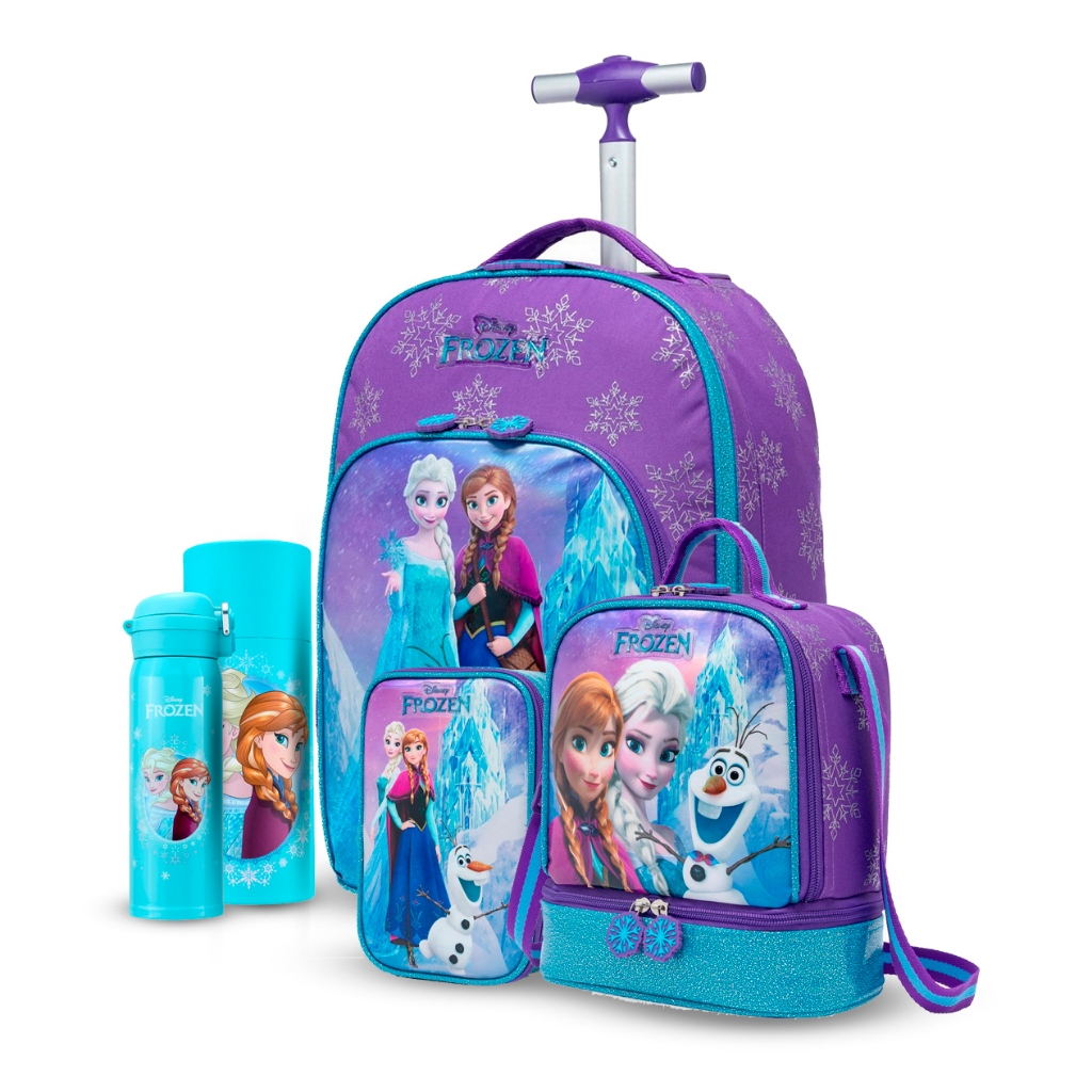 Kit Escolar Frozen Mochila Rodinha Espaçosa Lancheira Térmica Estojo Duplo Garrafa 480ml Disney em Oferta na Shopee