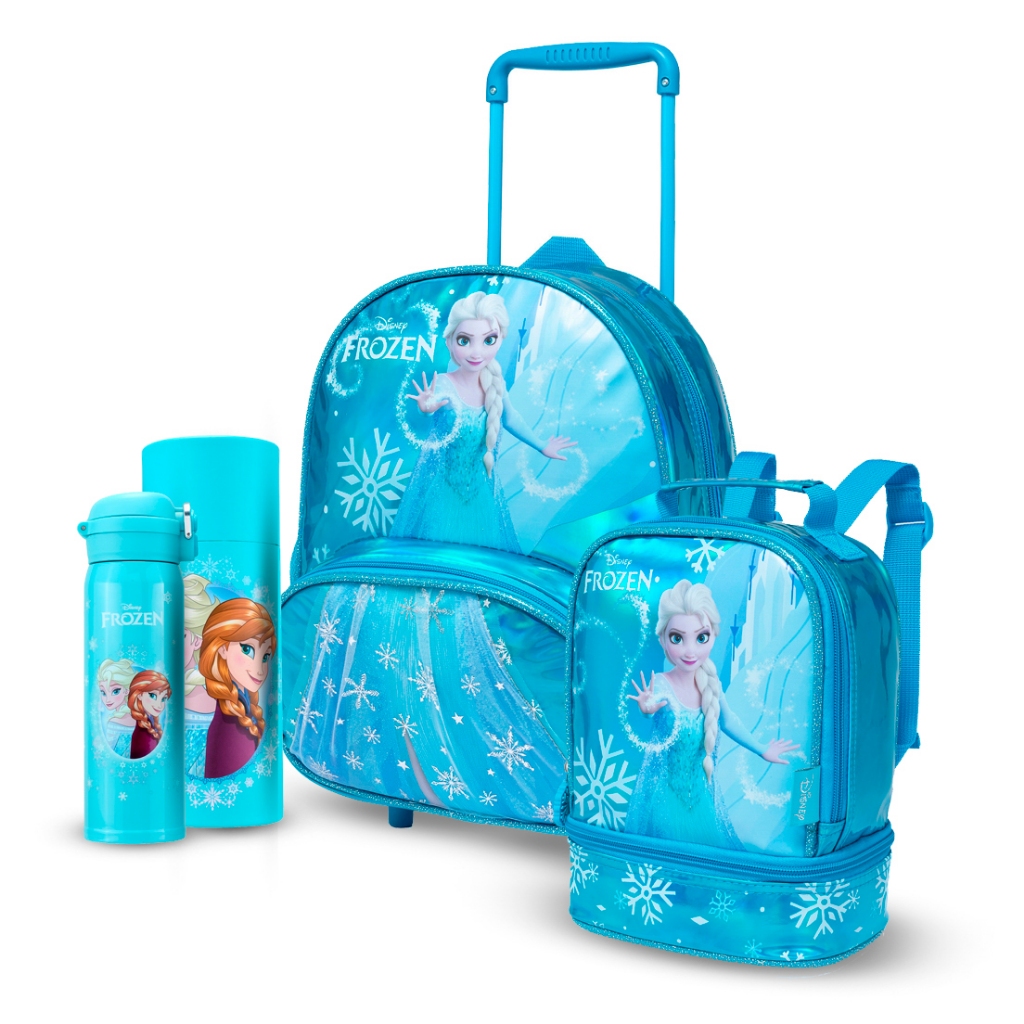 Kit Escolar Elsa Frozen Mochila Rodinha Garrafa 480ml Lancheira Térmica Disney Infantil Pré-Escolar em Oferta na Shopee