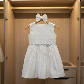 Vestido Bebê Infantil Branco Detalhado Rodado 100% Algodão Macio Antialérgico Ano Novo Batismo em Oferta na Shopee