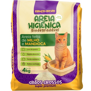 Areia Higiênica Biodegradável Espaço do Bicho Grãos Grossos 4kg – Milho e Mandioca (100% Natural) em Oferta na Shopee