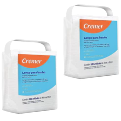Lenço para Banho e Higiene Cremer com 100 Unidades (kit com 2 unidades)