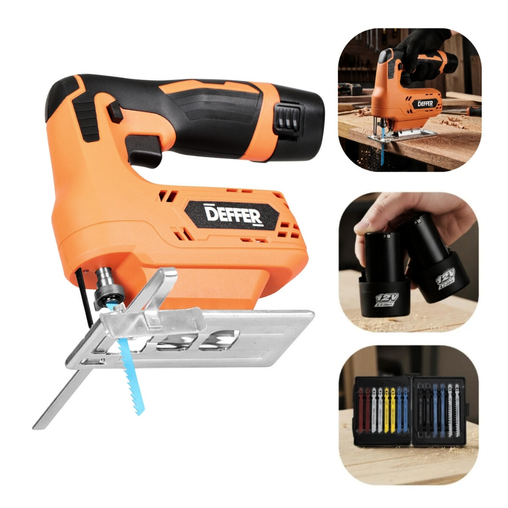 Imagem Serra Tico Tico a Bateria 12V Com Kit 14 Serras + 2 Baterias Uso Profissional - DEFFER